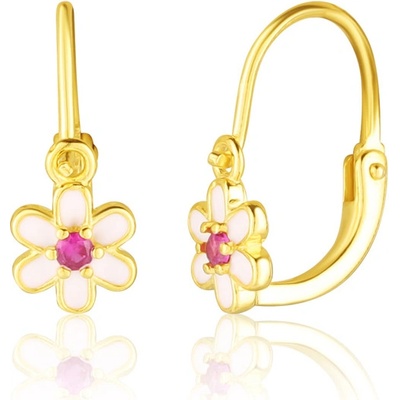 JVD Dětské stříbrné pozlacené náušnice se zirkony a rubíny SVLE3159XF6GR00