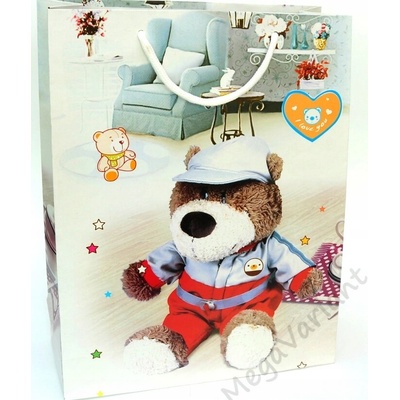 Paw Darčeková taška Vianočná Psík Pes v Čiapke Mikuláša 26x33x13cm