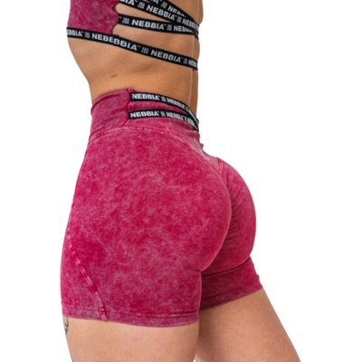 Nebbia Washed legínové šortky s vysokým pasem HERITAGE 780 červené