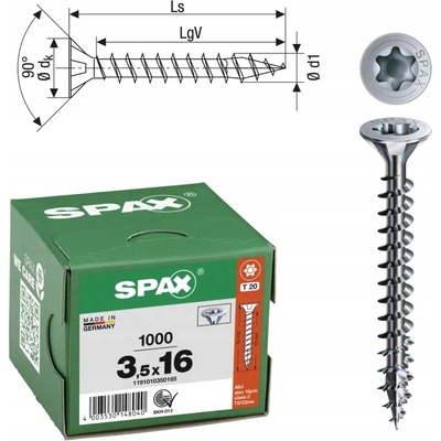 Spax Vrut zápustná hlava TXS W 4C MH 3,5 x 16 mm (1000 ks)