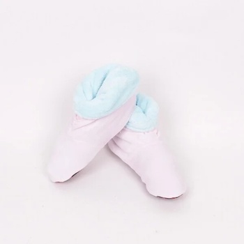 Image 1 of Розови пантофи подплатени със син полар и гумирани форми на стъпалото против хлъзгане