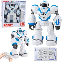 LEAN Toys 28840 Interaktívny diaľkovo ovládaný robot, 16 funkcií, svetlá a zvuky, modrý