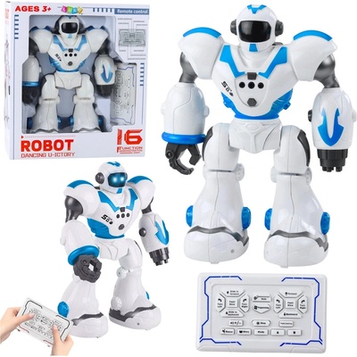 LEAN Toys 28840 Interaktívny diaľkovo ovládaný robot, 16 funkcií, svetlá a zvuky, modrý