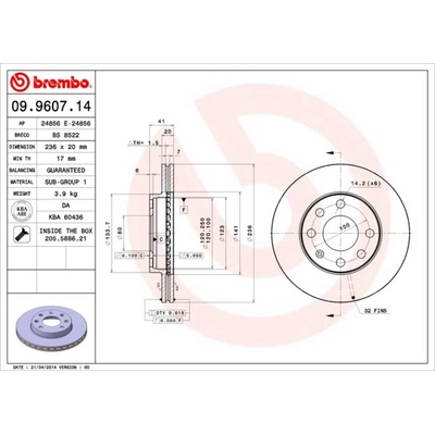 BREMBO Brzdový kotúč 09960714