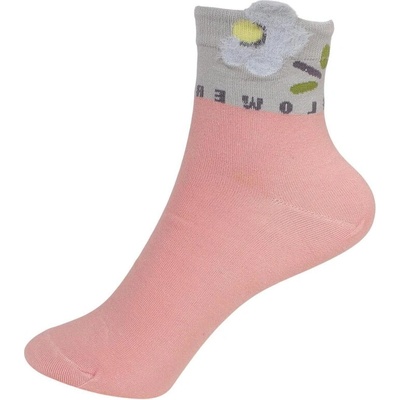 Дамски чорапи в цвят пудра и сиво с цвете