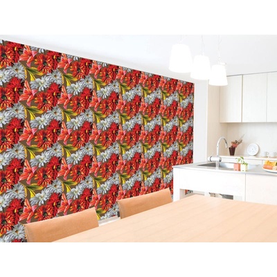 DIMEX ART Луксозна флизелинова тапета червени и бели гербери