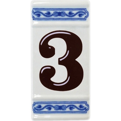 Cibulák Číslo na dom 11cm rámček stred "3" Český Porcelán Dubí