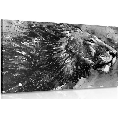 Obraz král zvířat v černobílém akvarely - 120x80