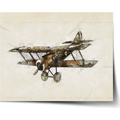 Sablio Plagát Historický dvojplošník Vintage - 90x60 cm
