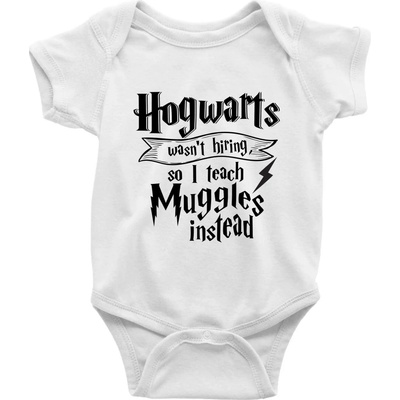 Harry Hogwarts wasn’t hiring so I teach Muggles instead Body dojčenské s krátkym rukávom Biela