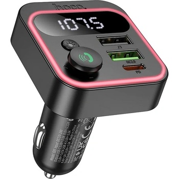 hoco. E85 Bluetooth FM предавател за кола, зарядно устройство, 2 USB+Type-C гнезда v5.4, LED дисплей, ЧЕРЕН E85_B (E85_B)