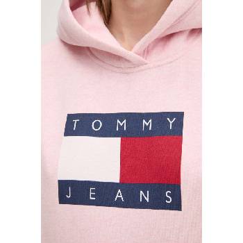 Tommy Hilfiger Суичър Tommy Jeans в розово с качулка с принт DW0DW19047 (DW0DW19047)