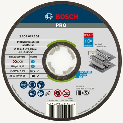 Bosch Rezný kotúč Expert X-Lock, na oceľ a kov, pr. 125 x 1 mm
