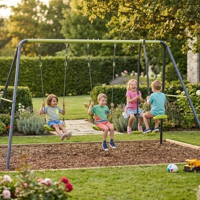 Pepita deluxe 4 osoby oceľová záhradná hojdačka s hojdačkami limetka
