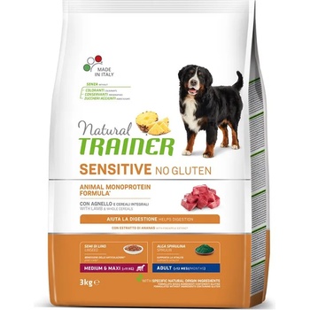 Natural Trainer Natural SENSITIVE Без глутен Възрастни Средни / Макси Агне 3 кг