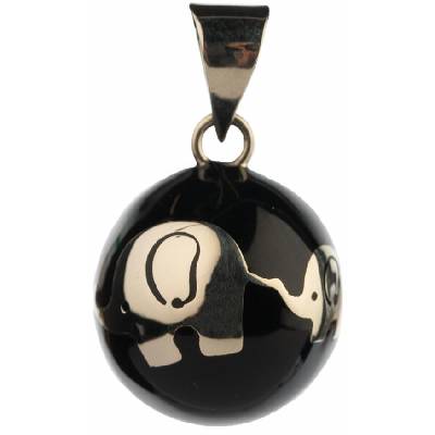 Медальон за бременни Bola - Черен със златни слончета (VK990)