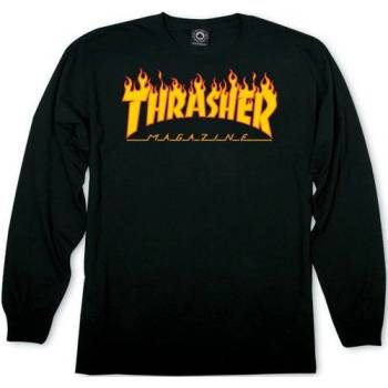 Thrasher flame Logo L/s black Černá