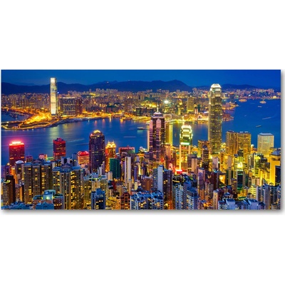 Foto obraz fotografie na skle nočné Hongkong 100x50 cm