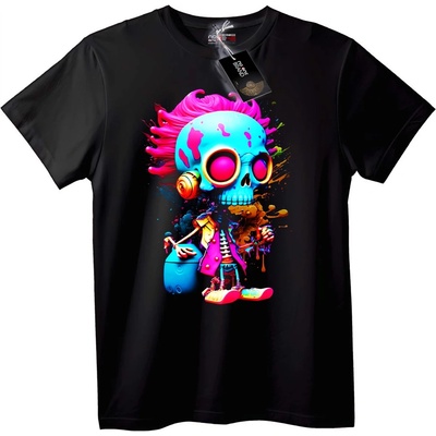 NOONEBRAND Тениска Неонов градски череп - 2XL, Black