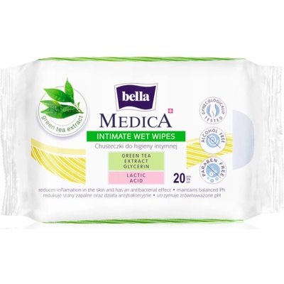 Bella Medica Green Tea Extract мокри кърпички за интимна хигиена 20 бр