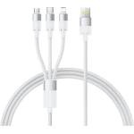 Baseus - Кабел за данни StarSpeed (P10319900211-00) - Бързо зареждане, USB към Micro-USB, Type-C, Lightning, 100W, 1.5 м - Бял