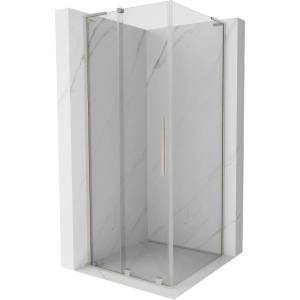Mexen Velar L плъзгаща се душ кабина 90 x 90 см, прозрачна, четкан никел - 871-090-090-03-97 (871-090-090-03-97)
