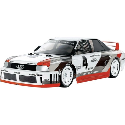 Tamiya TT-02 RC Audi 90 quattro Racing Lac.TT-02 biela dymová RC model auta elektrický pretekárske auto 4WD 4x4 1:10