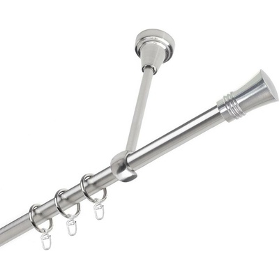 OK-GarnýžeCZ Garnýž kovová jednořadá 19mm Capri nerez 270 cm do stropu / kroužky s háčkem