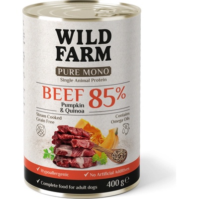 Wild Farm Pure Mono Hovädzie mäso tekvica a quinoa 400 g