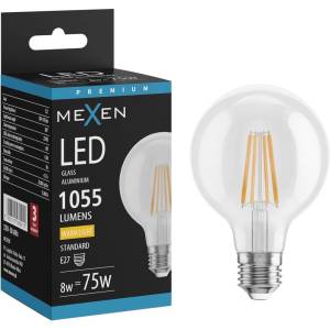 Mexen Vintis LED крушка с нажежаема жичка E27, G80, 8W, Топла - 2700K, 1055 lm, прозрачна (L155-E27-0827-00)