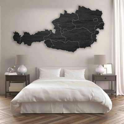 Drevená mapa na stenu Rakúsko - 10 ks | SENTOP M008: Preglejka - Biela farba 40 x 80 cm 4186-66103 M008