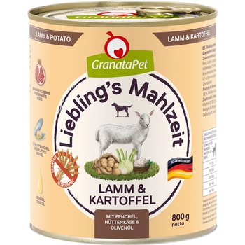 GranataPet Lieblings Mahlzeit jahňacie a zemiaky s fenyklom tvarohom a olivovým olejom 6 x 800 g