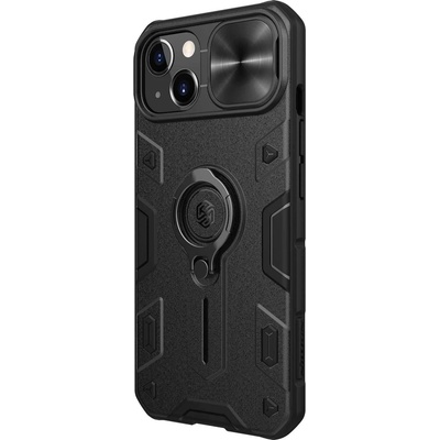 Nillkin CamShield Armor Hard Case - хибриден удароустойчив кейс с пръстен против изпускане за iPhone 13 (черен)