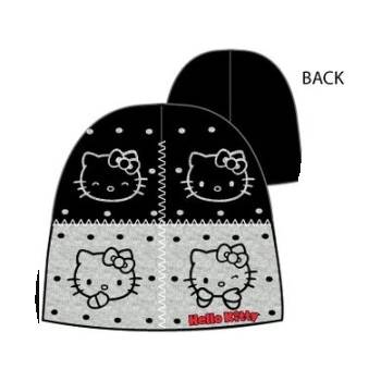 Zimní čepice Hello Kitty černo šedivá