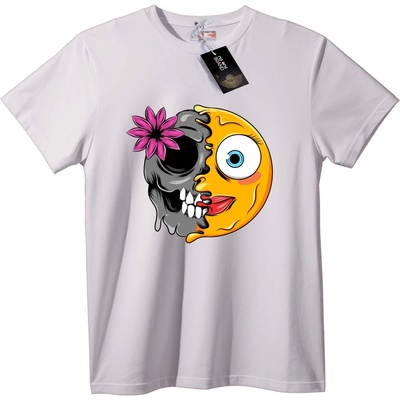 NOONEBRAND Тениска Череп & Усмихнато Цвете - 3XL, Black