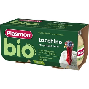 Plasmon БИО пюре Пуешко и сладък картоф 6м+ 2х80г - bubu