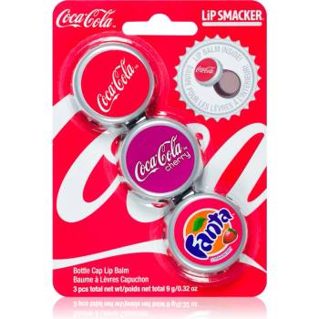 Lip Smacker Coca Cola балсам за устни 3 бр аромати Original, Cherry & Fanta 9 гр