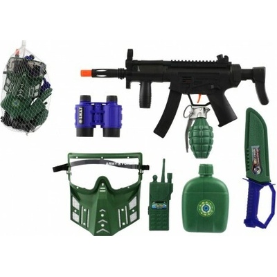 Teddies Vojenská sada klapací samopal plast 32cm s doplnkami v sieťke