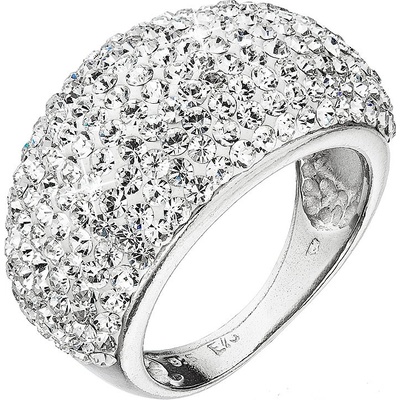 Pavona Stříbrný prsten velký s krystaly Preciosa bílý 35028.1 crystal