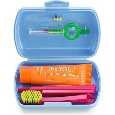 Curaprox Travel set modrý 1 x zubní kartáček + 2 x mezizubní kartáček CPS + 1 x zubní pasta 10 ml – Hledejceny.cz