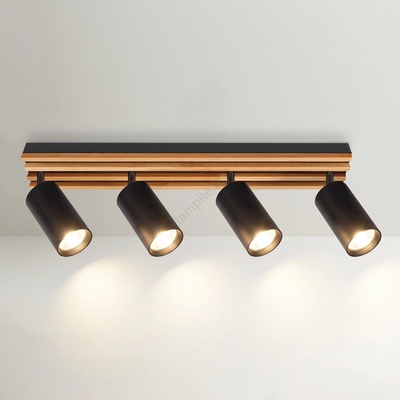 Brilagi - Насочващо осветително тяло SELE WOOD 4xGU10/30W/230V черно/дърво (BG3437)