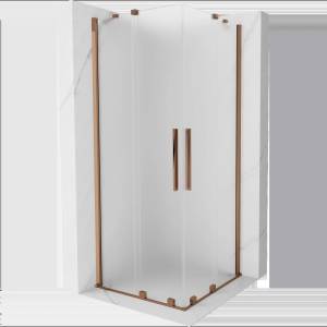 Mexen Velar Duo плъзгаща се душ кабина 100 x 100 см, мат, розово злато - 871-100-100-32-60 (871-100-100-32-60)