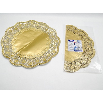 Wimex Dekorativní krajka kulatá zlatá 32cm 4 ks