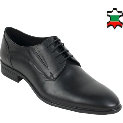 Български обувки Мъжки обувки елегантни черни от висококачествена естествена гладка кожа