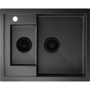 Image 1 of Klarstein Кухненска мивка TitanSteel, 61 x 50 см, 2 мивки, неръждаема стомана, огнеупорна (SIK1-TitanS-1.5bl) (SIK1-TitanS-1.5bl)