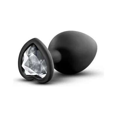Blush Novelties Анален разширител от силикон с кристал-сърце Bling Plug черен S