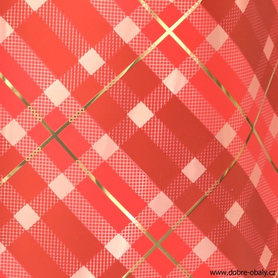 Sáček dárkový L - Tartan ČERVENÝ
