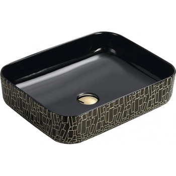 Mexen Lorita умивалник за плот 51 x 39 см, черен/златен - 22135163 (22135163)