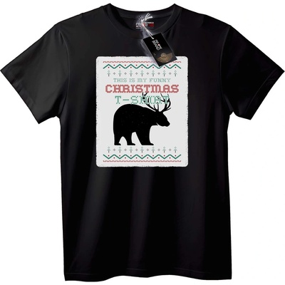NOONEBRAND Тениска Забавна коледна мечка - 2XL, White