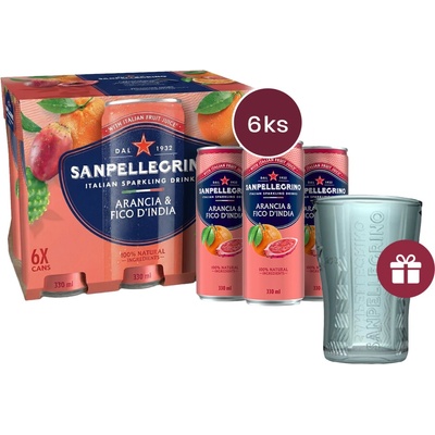 Sanpellegrino Arancia & Fico d´India,plech 6 x 0,33 l + dárek